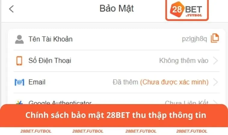 Chính sách bảo mật 28BET thu thập thông tin