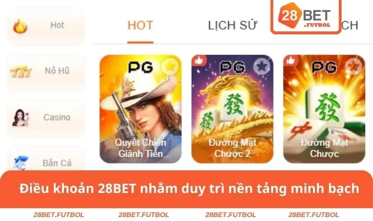 Điều khoản 28BET nhằm duy trì nền tảng minh bạch
