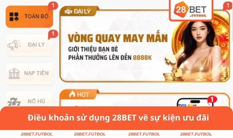 Điều khoản sử dụng 28BET về sự kiện ưu đãi