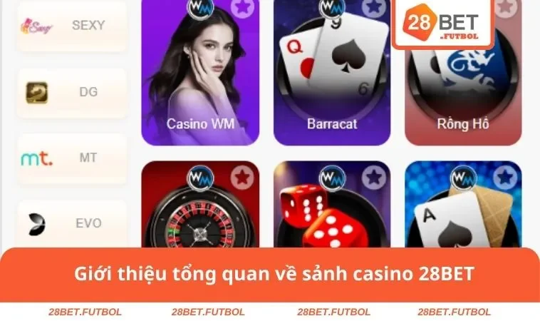Giới thiệu tổng quan về sảnh casino 28BET