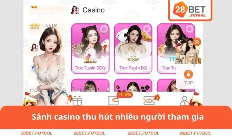 Sảnh casino hấp dẫn người chơi